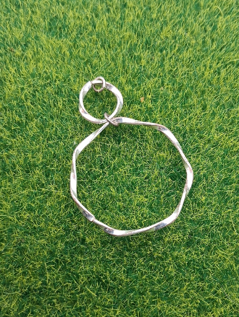 Silver Tone Textured Hoop Pendant P409